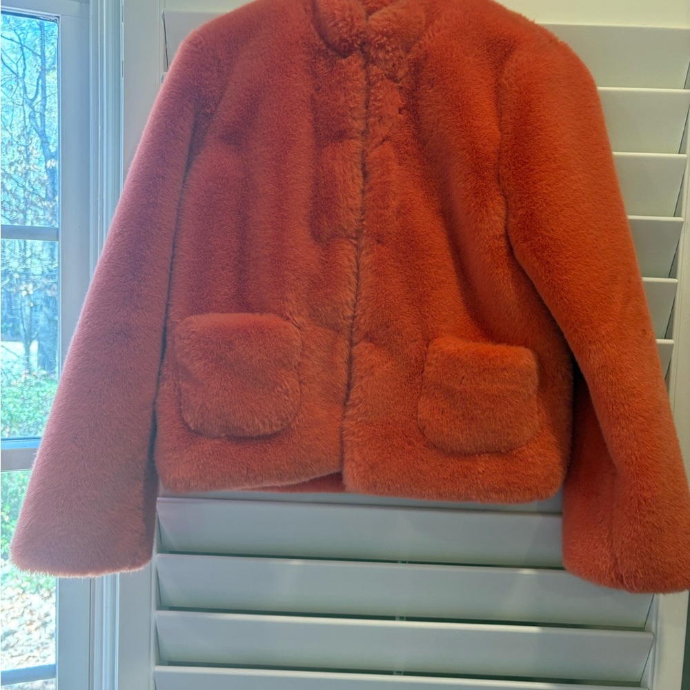 Vibrant Orange dRA LA Faux Fur Coat (Anthropologie)